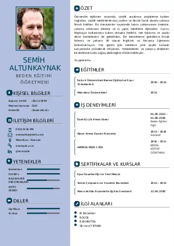 Beden Eğitimi Öğretmeni CV Örnekleri cv indir
